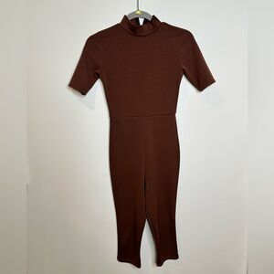 MISSGUIDED Brown High Neck Jumpsuit Unitard